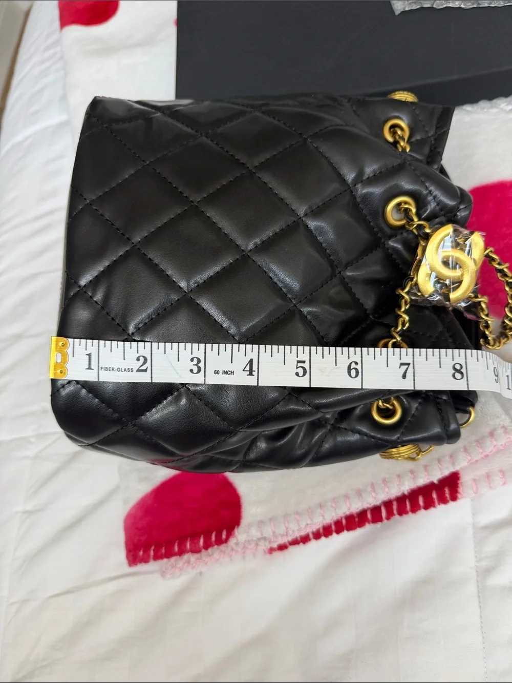 Chanel Black Quilted Leather Bucket Bag with Gold Chain
